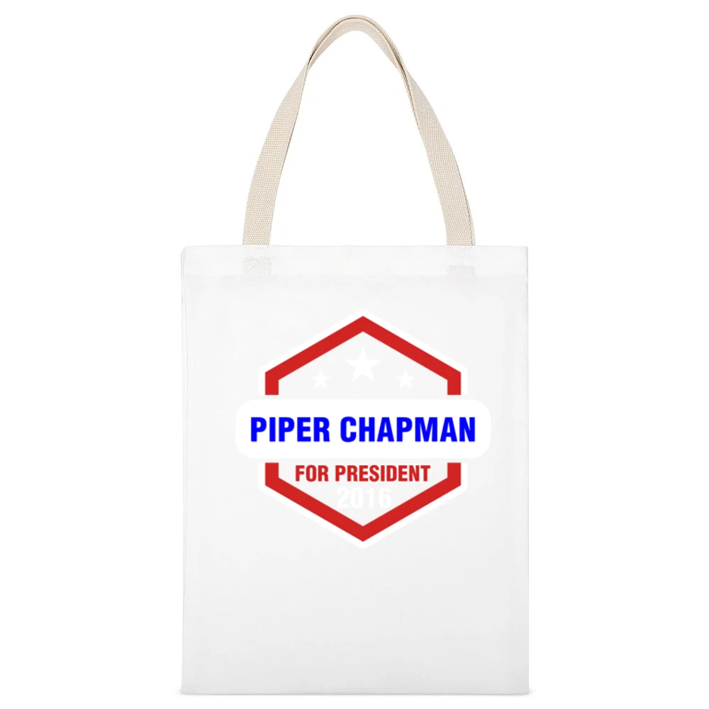 Piper Chapman For President 2016 Orange is the New Black TV Show T Shi White Canvas Tote Shopping Bag