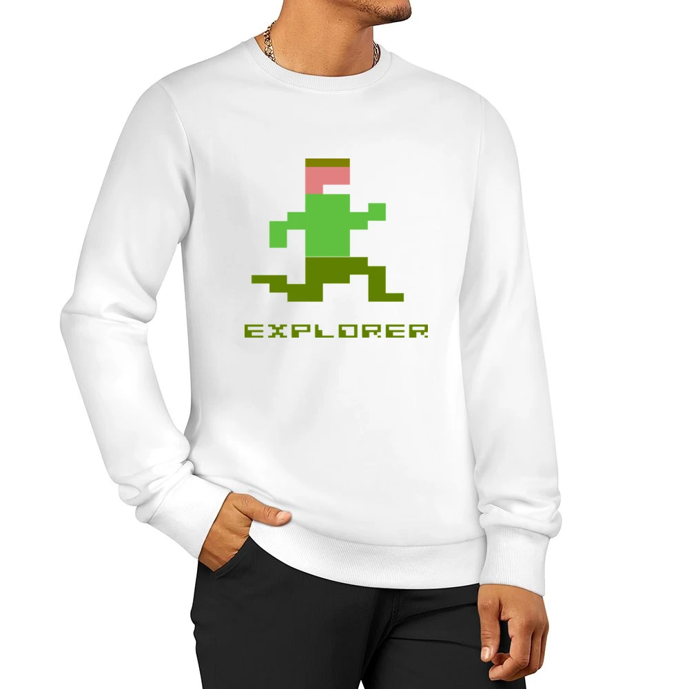 Pitfall Explorer Video Game Retro 80s Men Pullover Sweatshirt