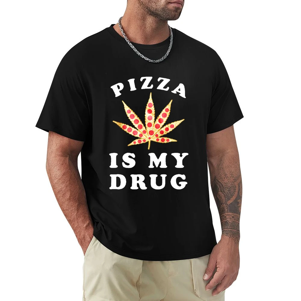 Pizza Is My Drug Funny Pepperoni Pizza Pot Leaf Weed Graphic Premium Men T-shirt