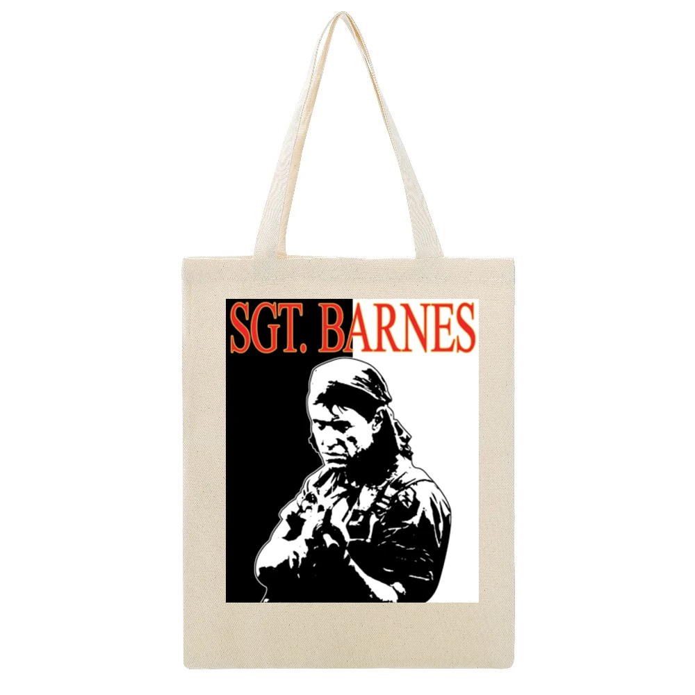 Platoon Barnes War Movie Beige Canvas Tote Shopping Bag
