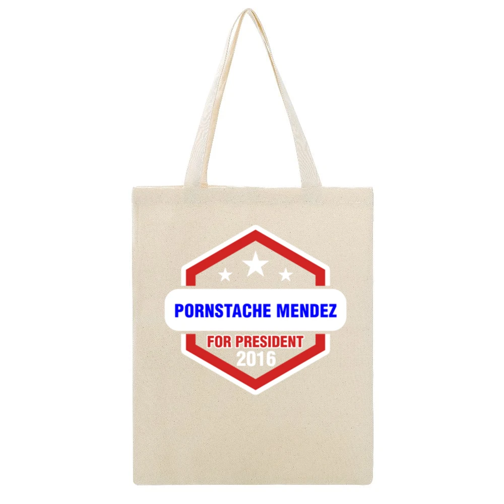 Pornstache Mendez For President 2016 Orange is the New Black TV Show T Beige Canvas Tote Shopping Bag