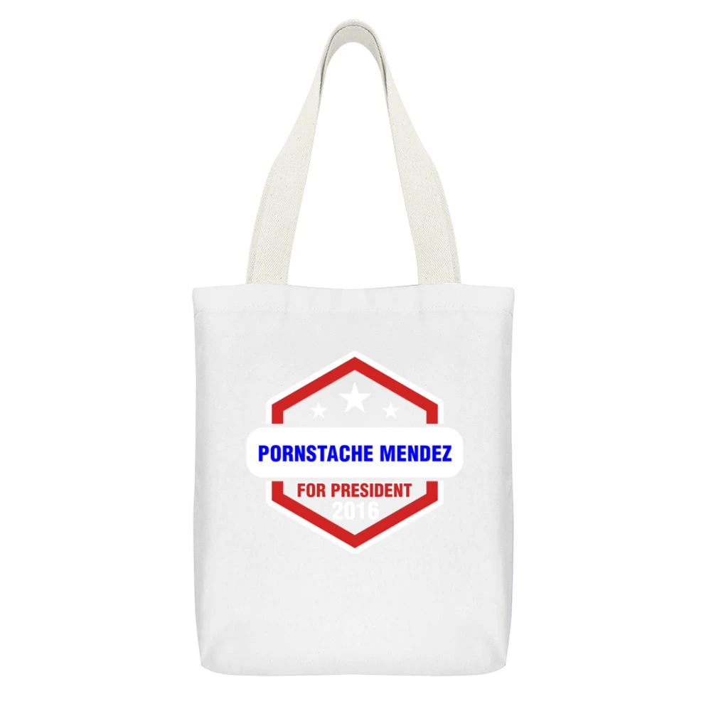 Pornstache Mendez For President 2016 Orange is the New Black TV Show T White Canvas Tote Shopping Bag With Interior Pocket