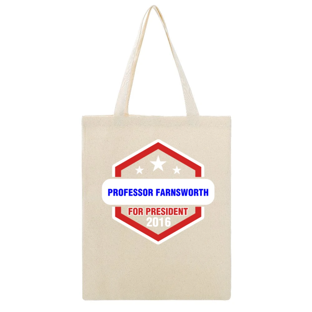 Professor Farnsworth For President 2016 Futurama TV Show Beige Canvas Tote Shopping Bag