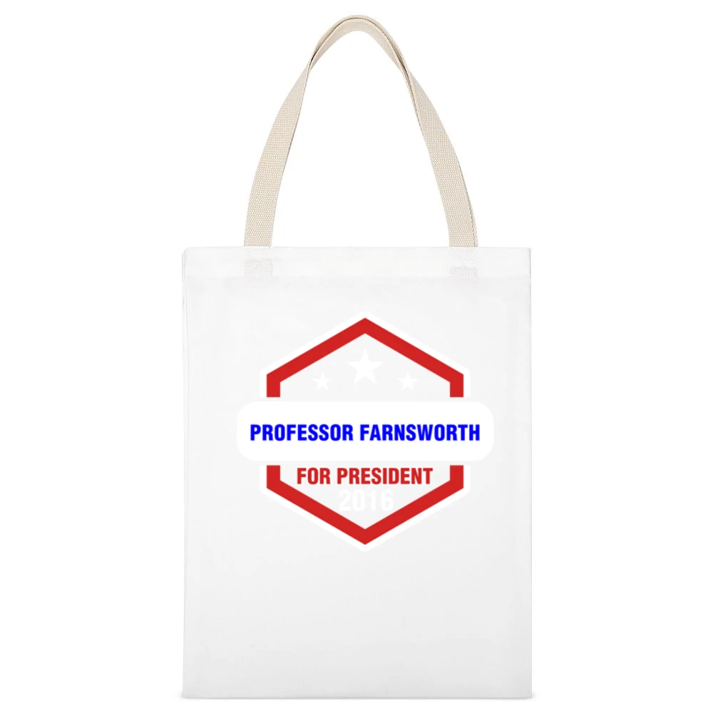Professor Farnsworth For President 2016 Futurama TV Show White Canvas Tote Shopping Bag