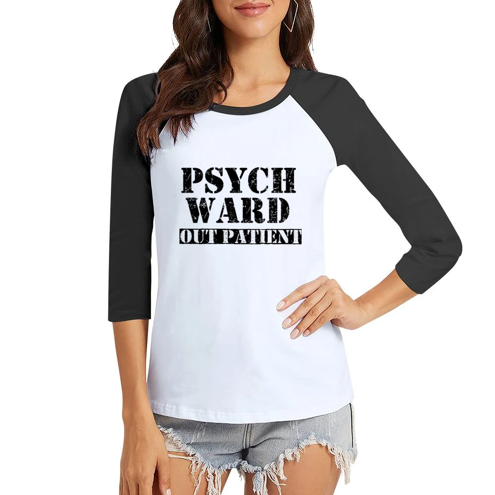 Psych Ward Out Patient Halloween Tshirt (all Colors And Styles Availab Women Ladies 3-4 Sleeve T-Shirt