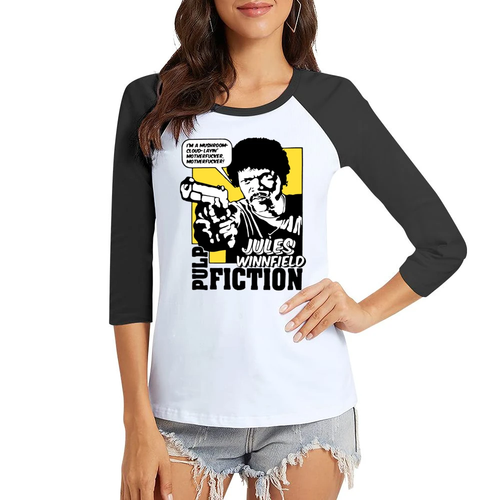 Pulp Fiction Eziekiel Quote Women Ladies 3-4 Sleeve T-Shirt