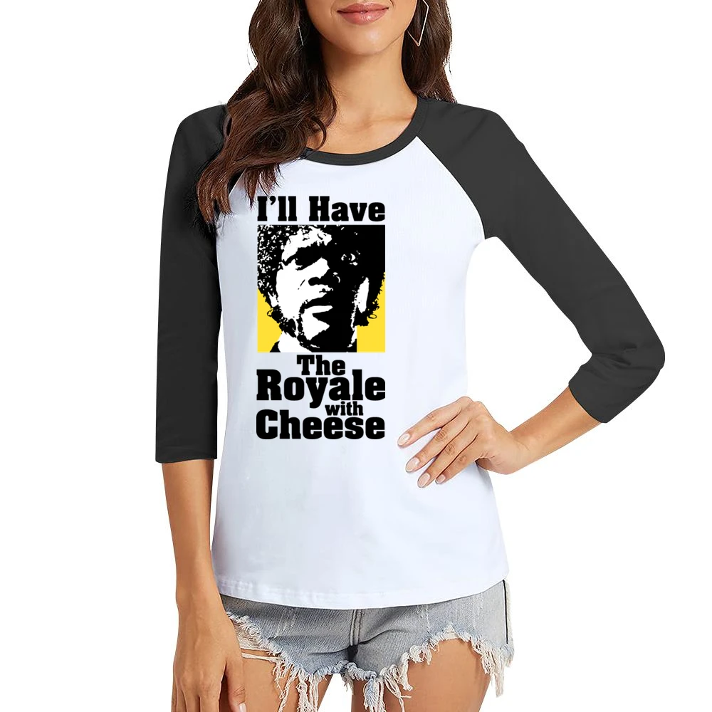 Pulp Fiction Royale Burger Women Ladies 3-4 Sleeve T-Shirt
