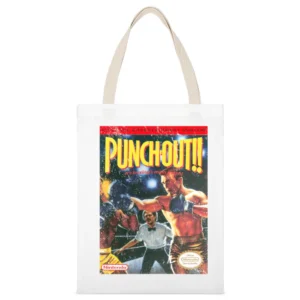 Punch Out Nes Nintendo Old School Retro Boxing Video Game Fan Distress White Canvas Tote Shopping Bag