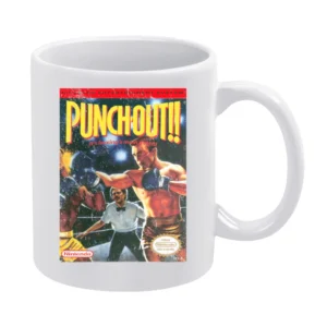 Punch Out Nes Nintendo Old School Retro Boxing Video Game Fan Distress White Mug