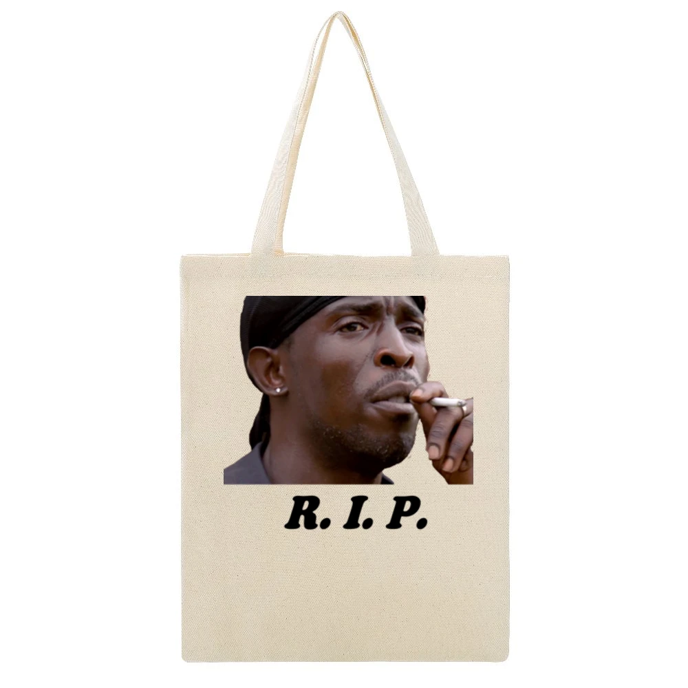 R I P Omar Little Beige Canvas Tote Shopping Bag