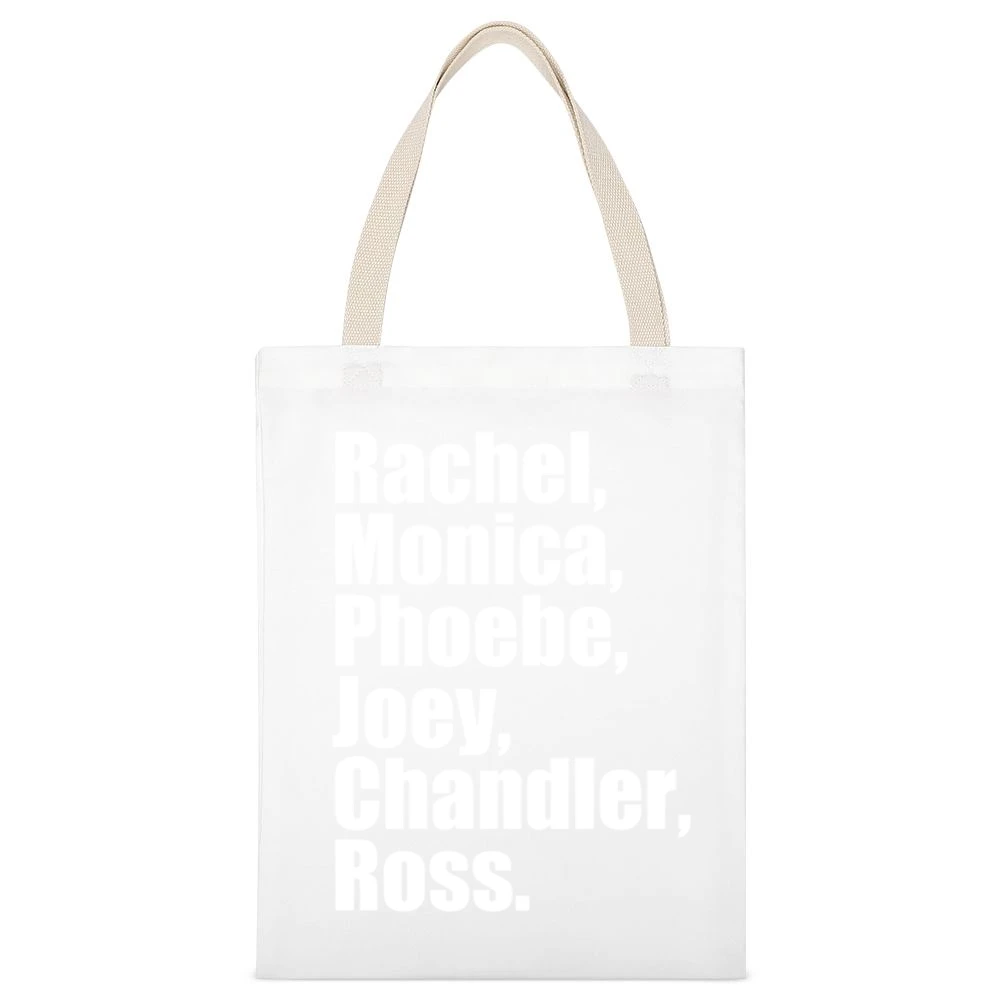 Rachel Monica Phoebe Joey Chandler Ross Fun Friends TV Show White Canvas Tote Shopping Bag