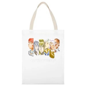 Radical Ed Vicious Julia Spike Spiegel Faye Valentine Jet Black Cowboy White Canvas Tote Shopping Bag