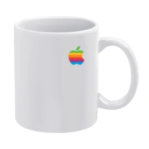 Rainbow Apple Vintage Retro Graphic Logo Tee Shirt White Mug