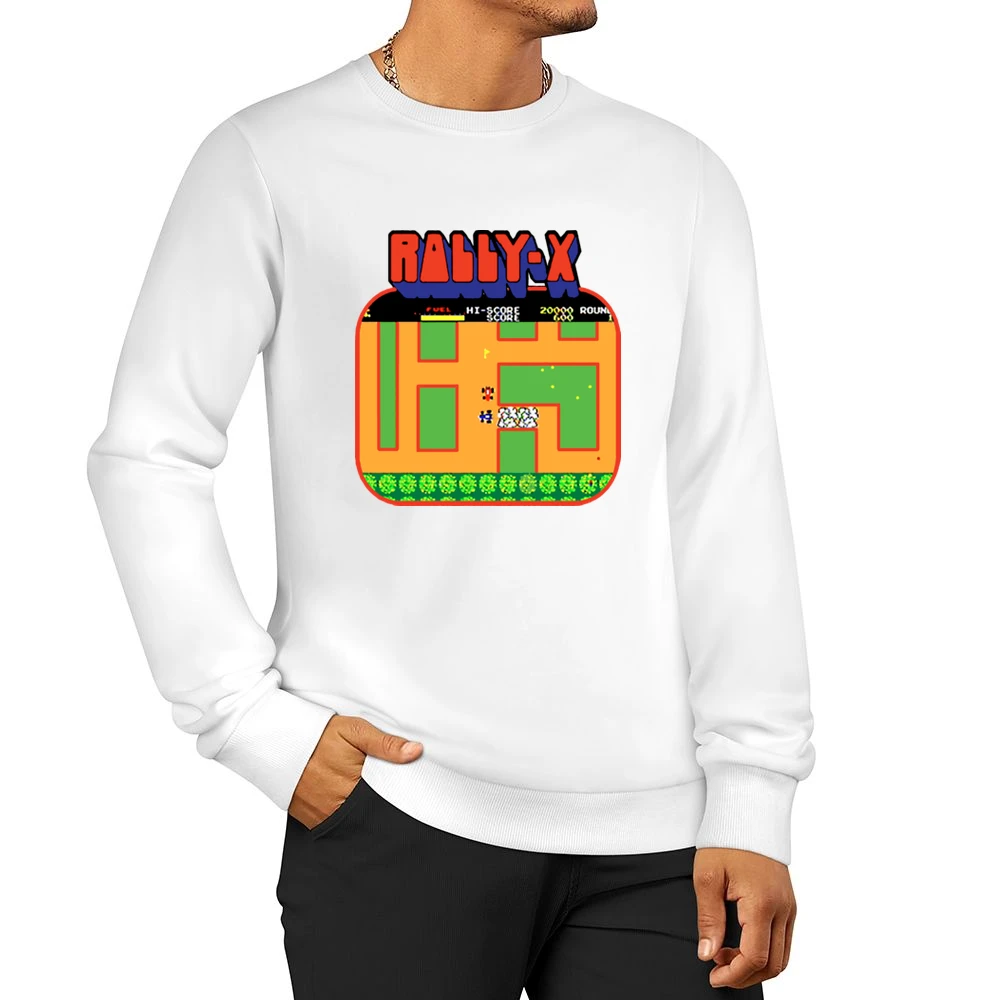 Rally X Video Game Retro 80s Men Pullover Sweatshirt