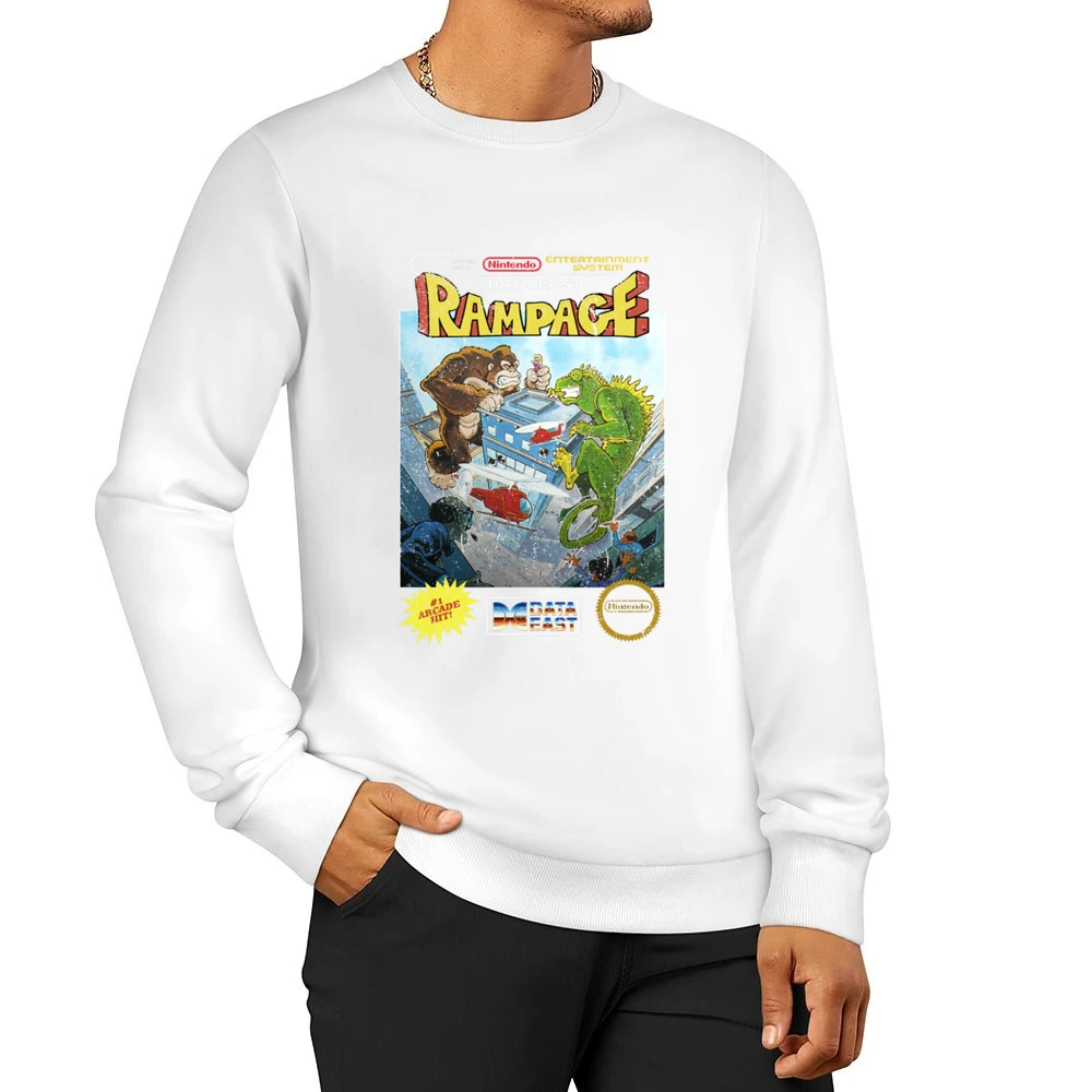 Rampage Nes Nintendo Old School Retro Video Game Fan Distressed T Shir Men Pullover Sweatshirt
