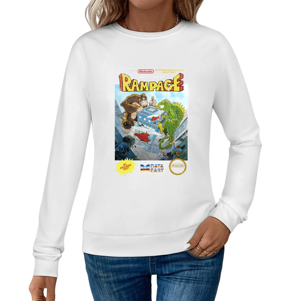 Rampage Nes Nintendo Old School Retro Video Game Fan Distressed T Shir Women Pullover Sweatshirt