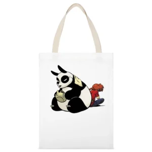 Ranma 1 2 Genma saotome Panda White Canvas Tote Shopping Bag