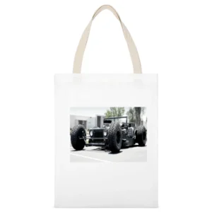 Rat Rod Jeep Tshirt White Canvas Tote Shopping Bag
