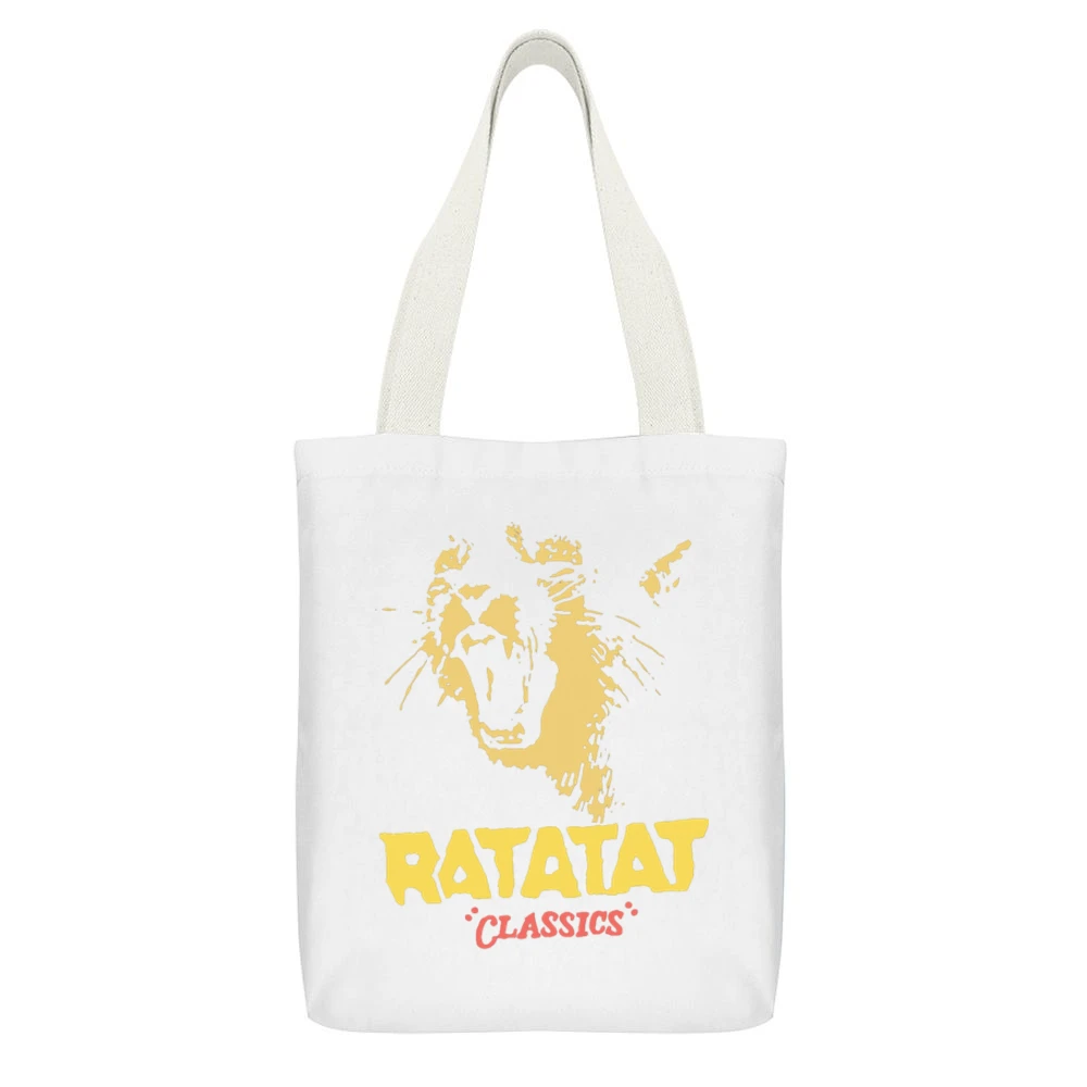 Ratatat Classics White Canvas Tote Shopping Bag With Interior Pocket