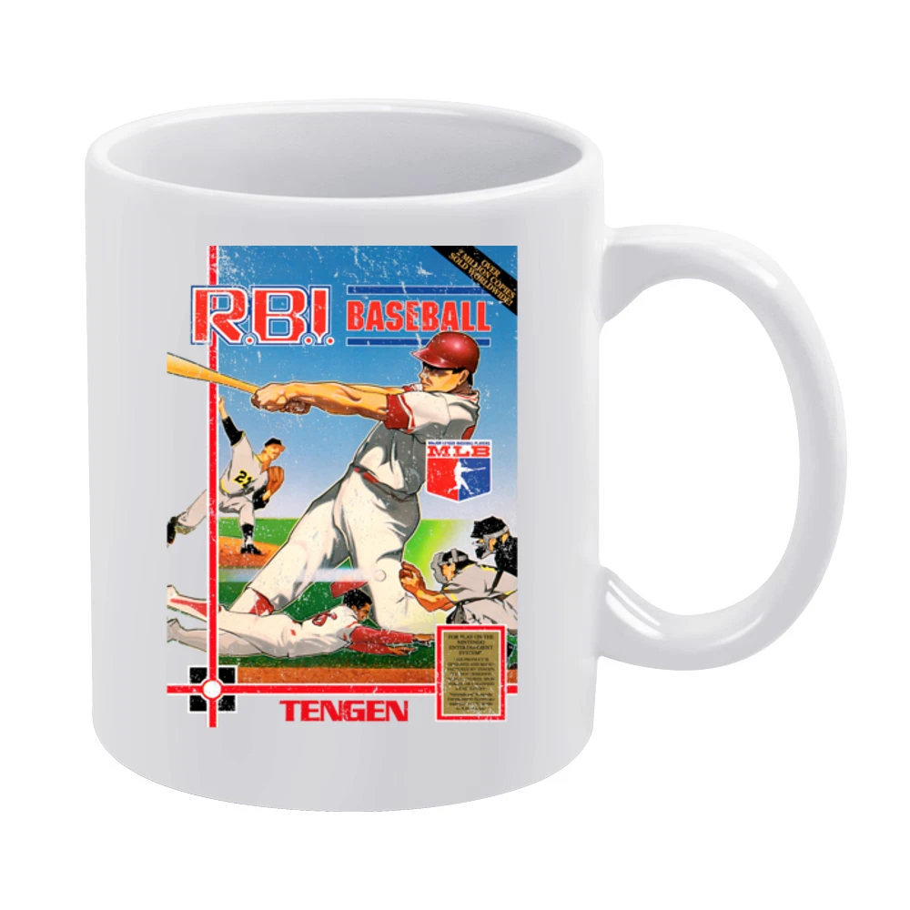 Rbi Baseball Nes Nintendo Old School Retro Video Game Fan Distressed T White Mug