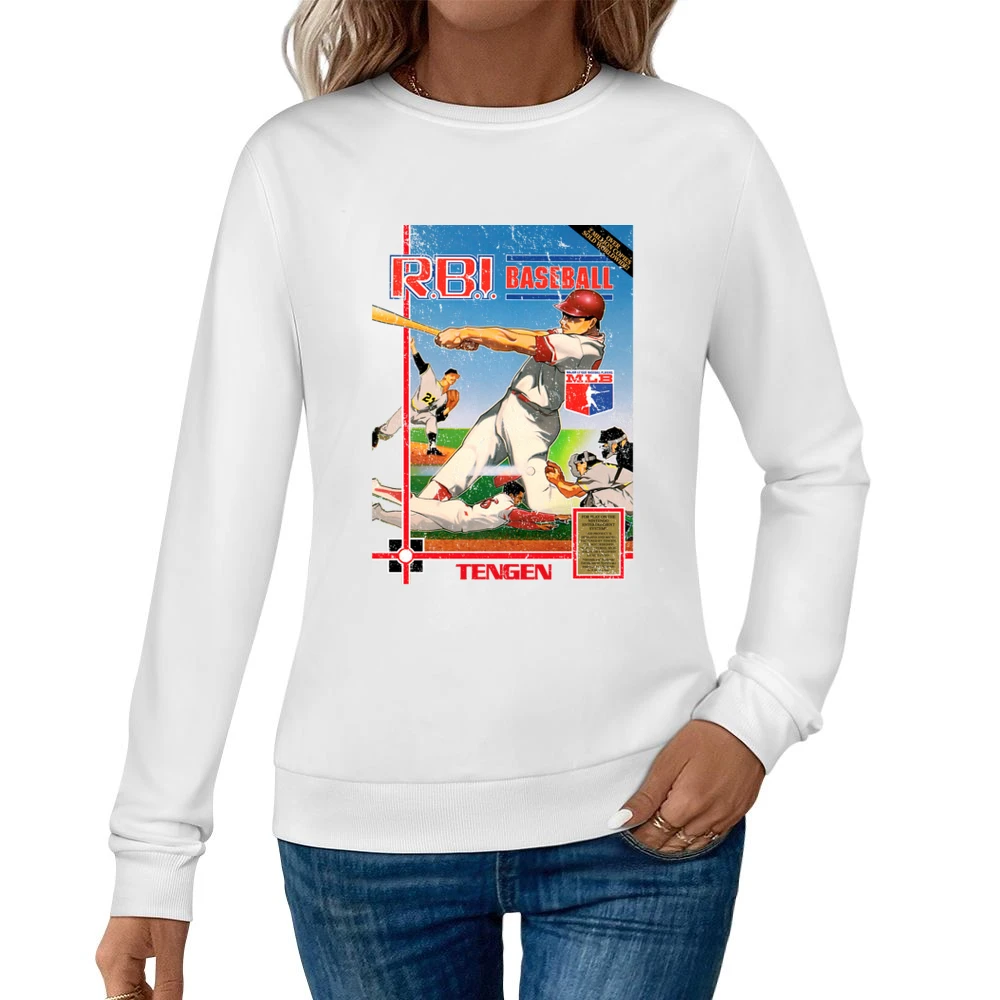 Rbi Baseball Nes Nintendo Old School Retro Video Game Fan Distressed T Women Pullover Sweatshirt