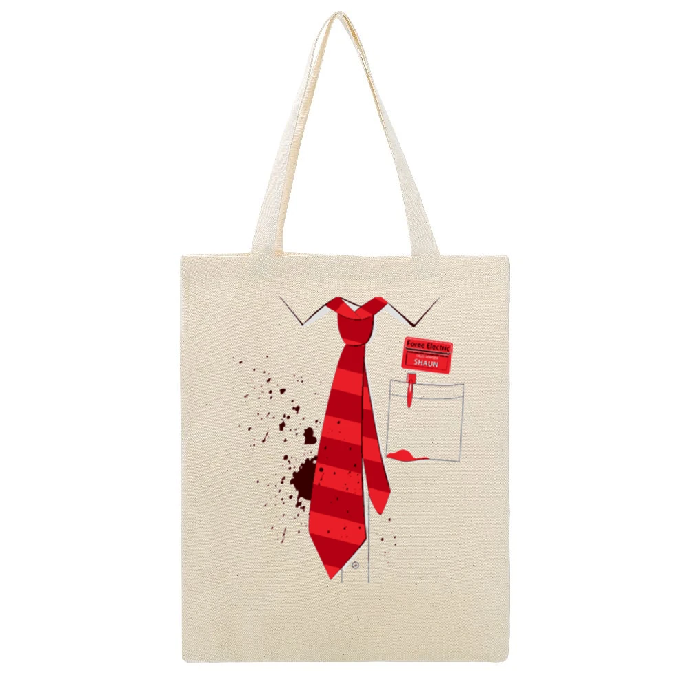 Red Ink stain on your shirt with red tie pen Beige Canvas Tote Shopping Bag