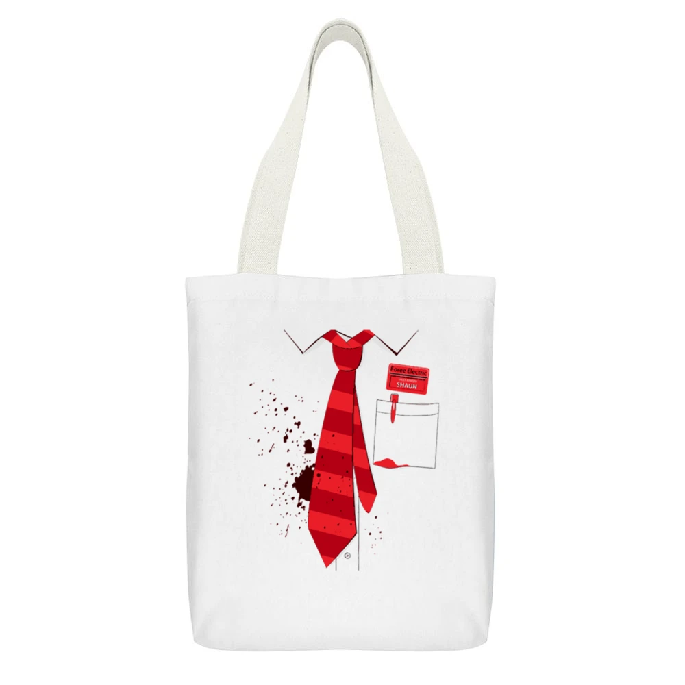 Red Ink stain on your shirt with red tie pen White Canvas Tote Shopping Bag With Interior Pocket