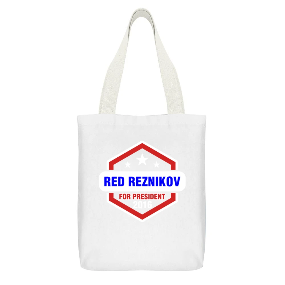 Red Reznikov For President 2016 Orange is the New Black TV Show T Shir White Canvas Tote Shopping Bag With Interior Pocket