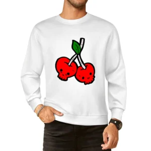 Red Skull Cherries fruit funny European Size Pullover Sweater