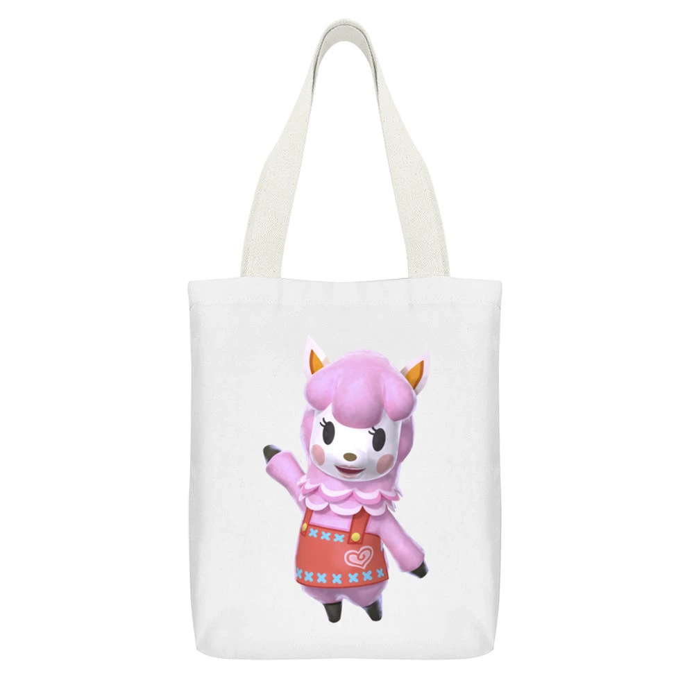Reese From Animal Crossing Nintendo Character Video Game White Canvas Tote Shopping Bag With Interior Pocket