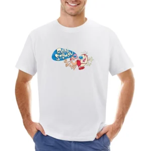 Ren And Stimpy Fun Cool Vintage Style Distressed Graphic Retro Tv Show Asian Size Men T-Shirt