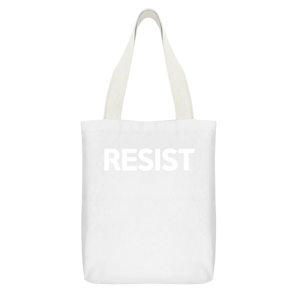 Resist Popular Cool Chelsea Handler Political Comedian Graphic White Canvas Tote Shopping Bag With Interior Pocket