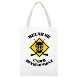Retailer Under Development Road Hockey White Canvas Tote Shopping Bag