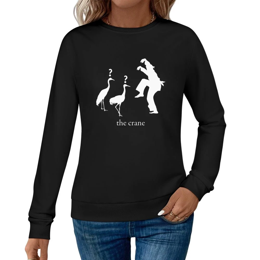 Retro 80s Martial Arts Funny Crane Women Pullover Sweatshirt