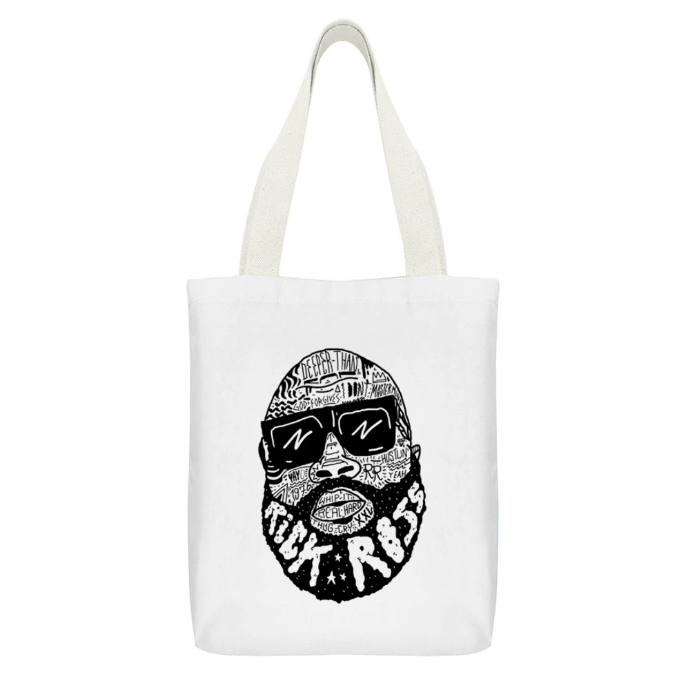 Rick Ross T White Canvas Tote Shopping Bag With Interior Pocket
