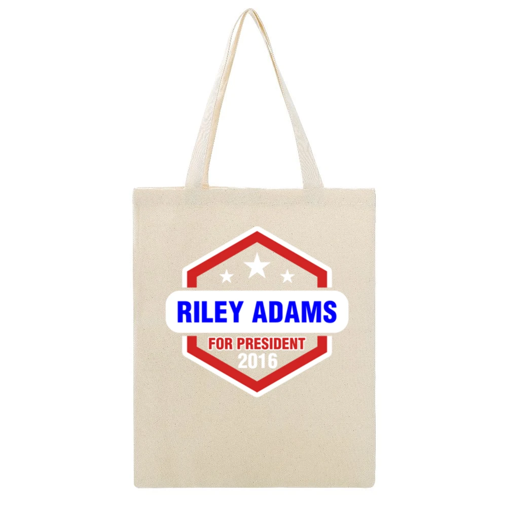 Riley Adams For President 2016 CSI TV Show Beige Canvas Tote Shopping Bag
