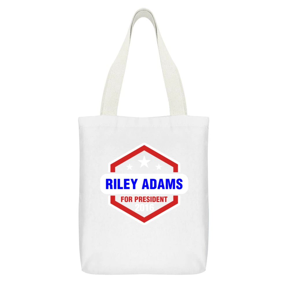 Riley Adams For President 2016 CSI TV Show White Canvas Tote Shopping Bag With Interior Pocket