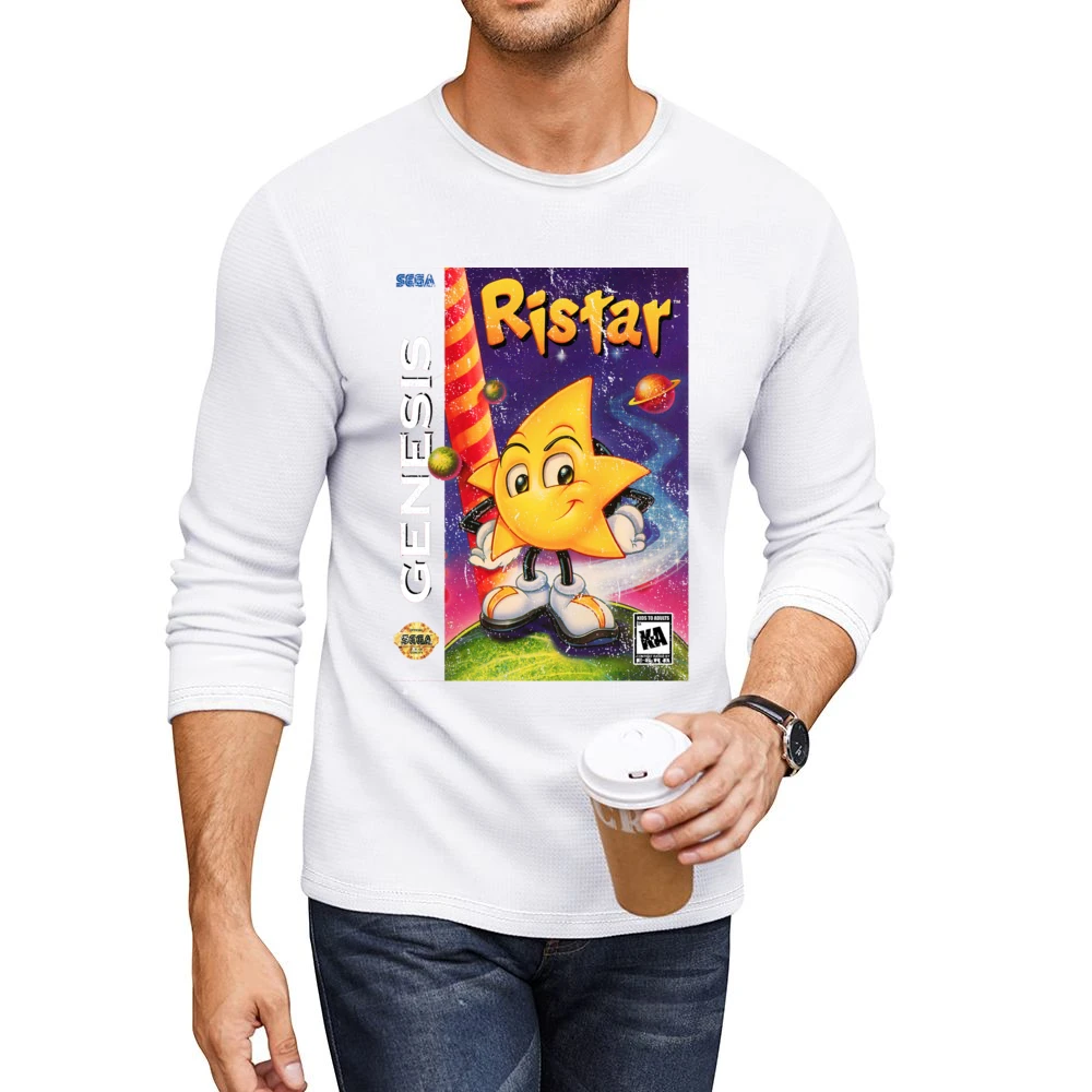 Ristar Sega Genesis Old School Retro Video Game Fan Distressed Men CrewNeck Long Sleeve T-Shirt