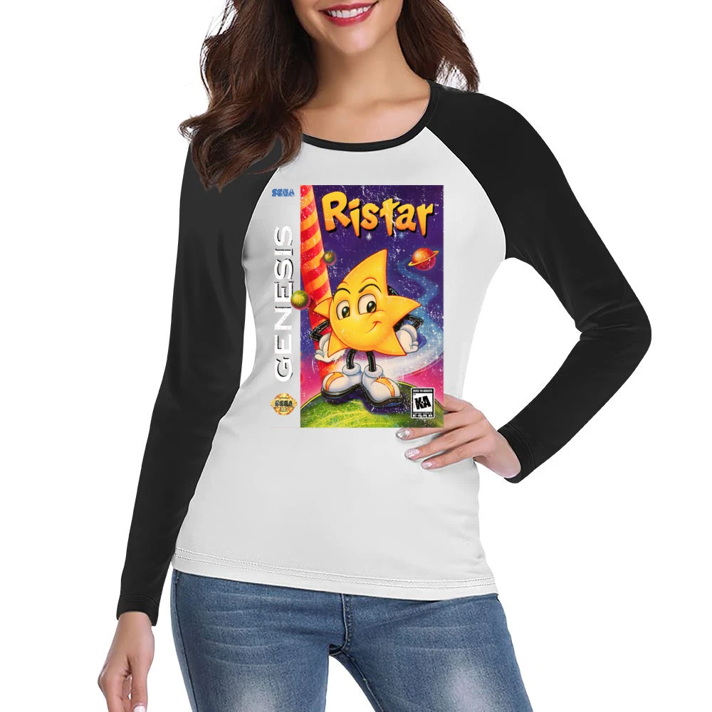Ristar Sega Genesis Old School Retro Video Game Fan Distressed Women Ladies Long Sleeve T-Shirt