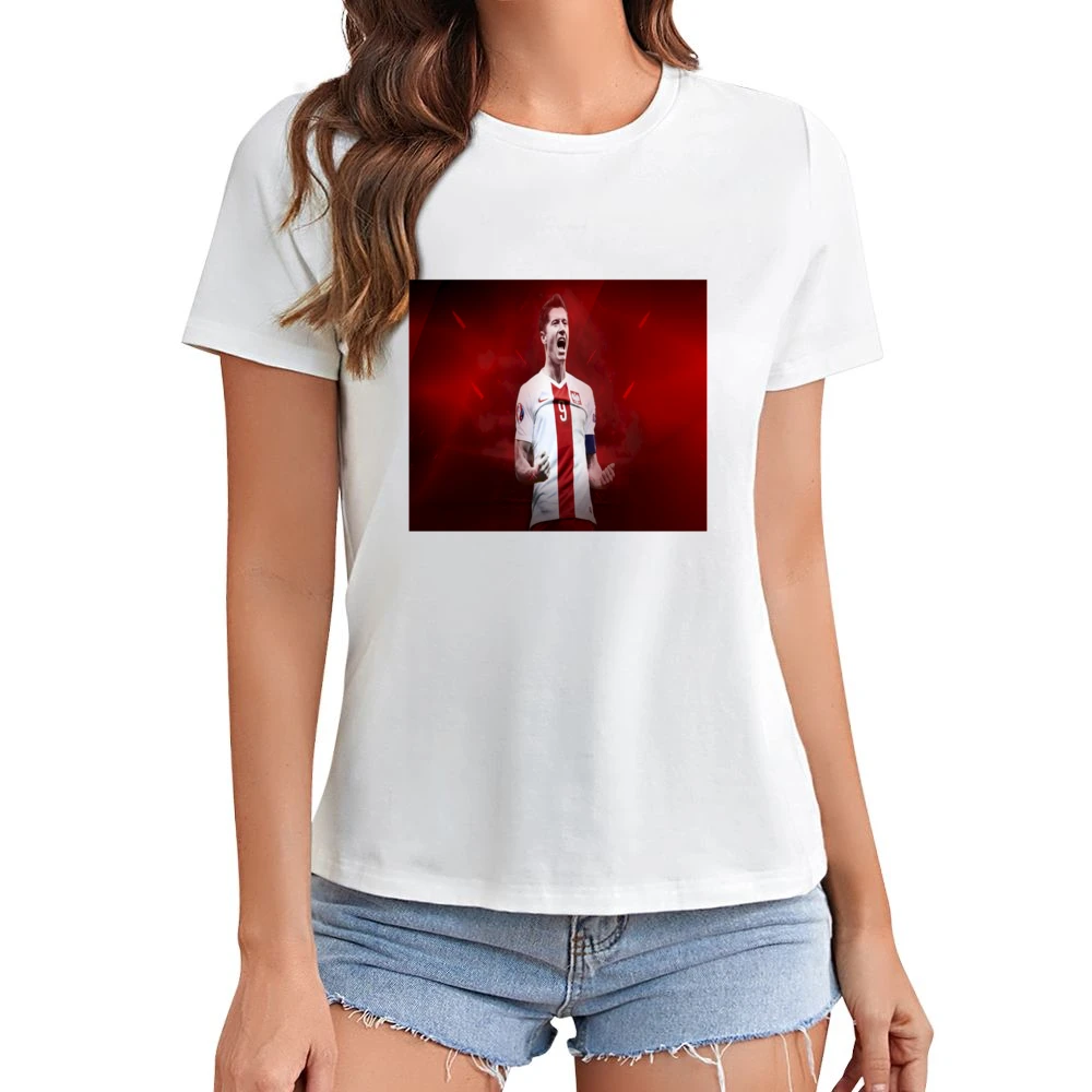 Robert Lewandowki Polish Soccer Tshirt (All colors and styles availabl Asian Size Women Ladies T-shirt