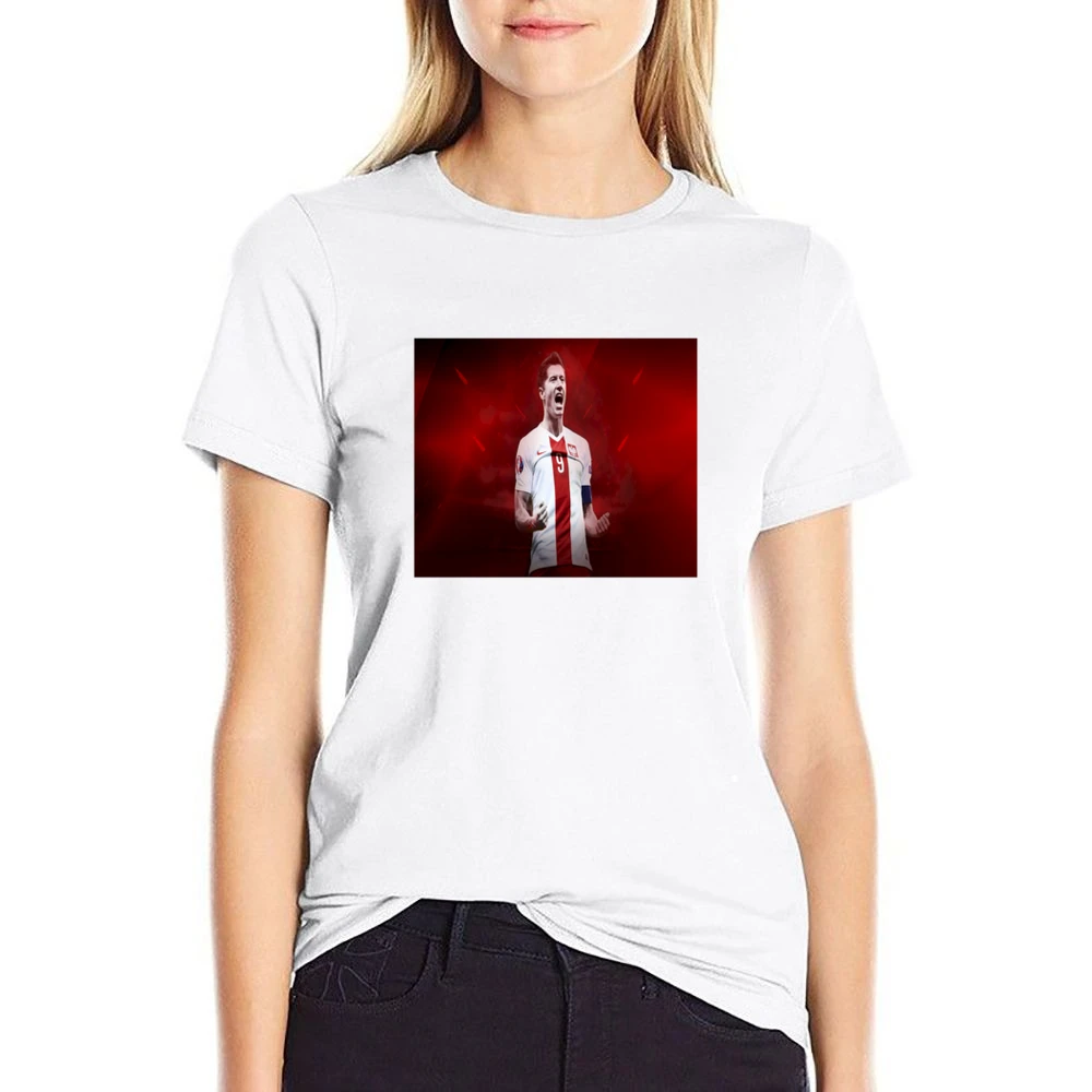 Robert Lewandowki Polish Soccer Tshirt (All colors and styles availabl US Size Women Ladies T-shirt
