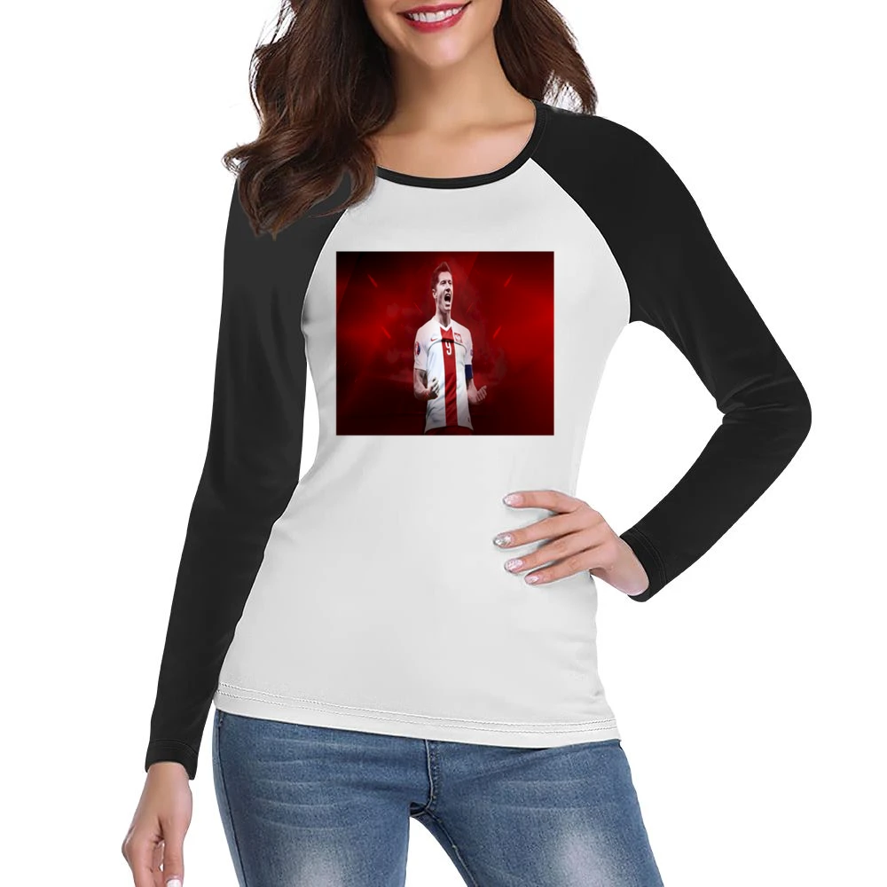 Robert Lewandowki Polish Soccer Tshirt (All colors and styles availabl Women Ladies Long Sleeve T-Shirt