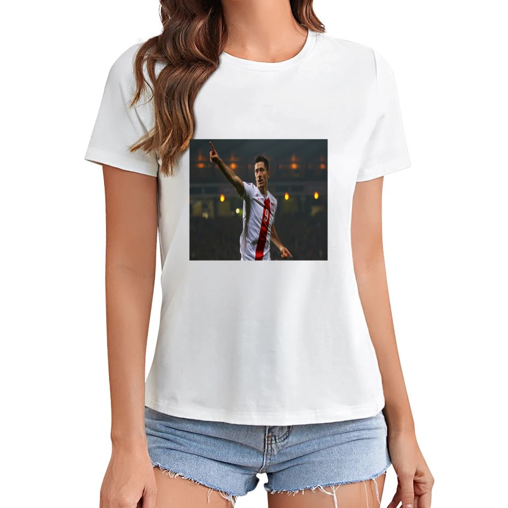 Robert Lewandowski Polish Soccer Tshirt Asian Size Women Ladies T-shirt