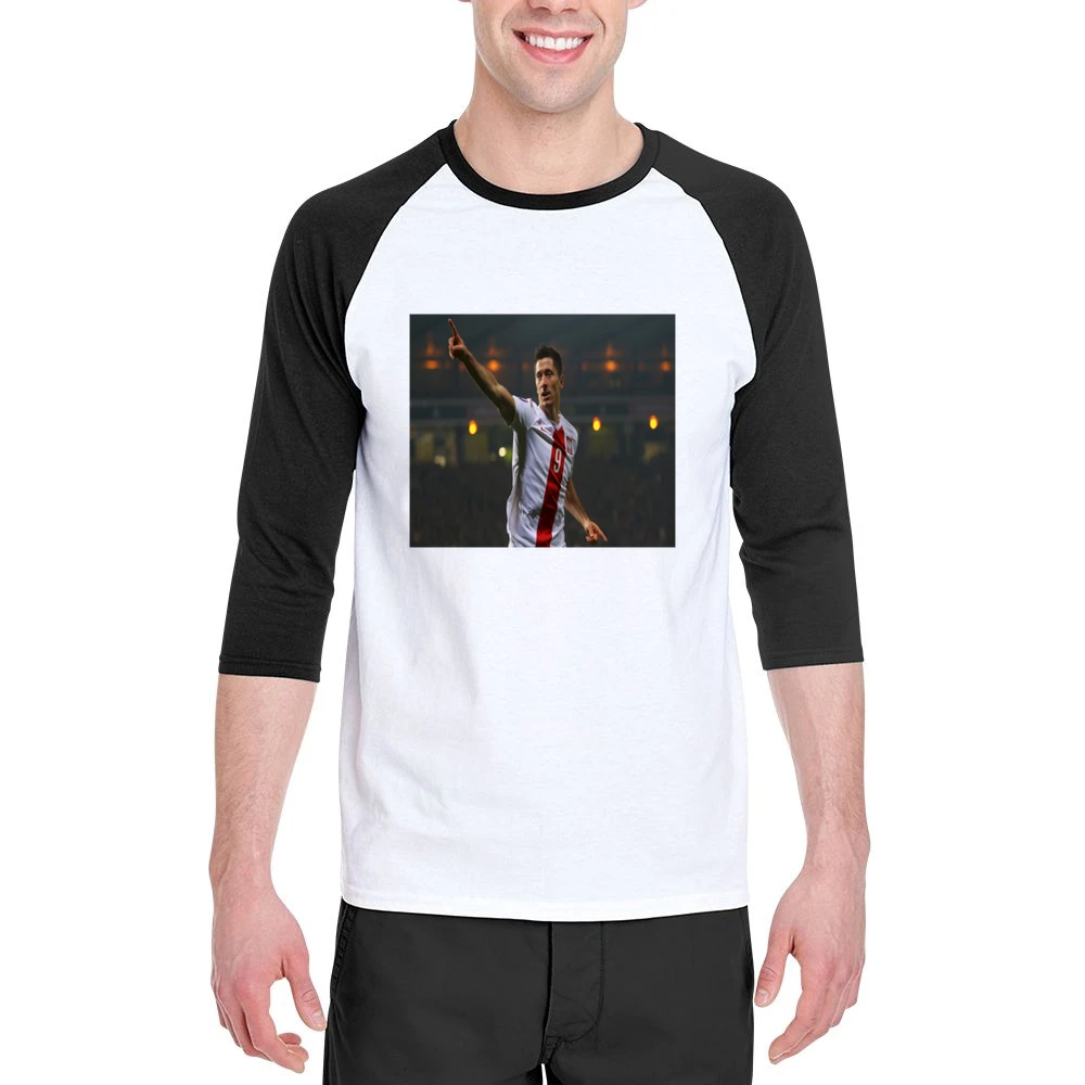 Robert Lewandowski Polish Soccer Tshirt Men 3/4 Sleeve T-Shirt