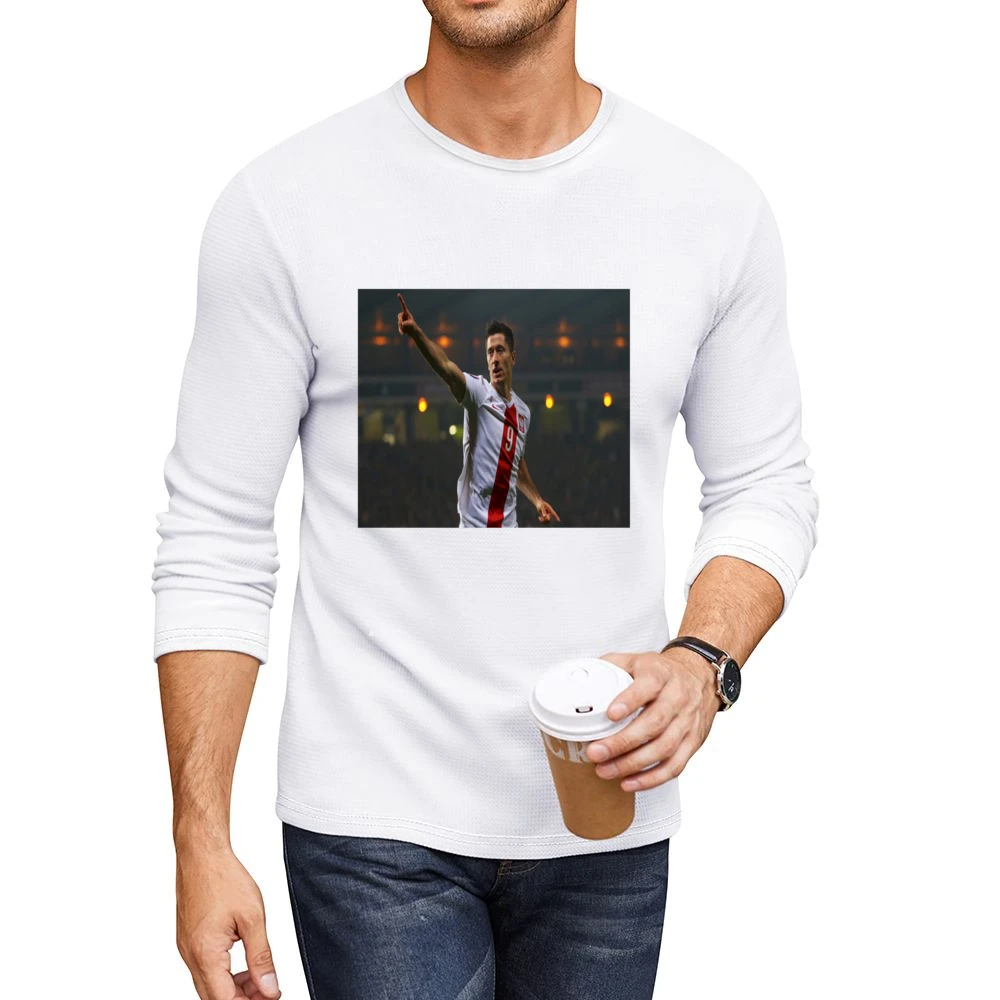 Robert Lewandowski Polish Soccer Tshirt Men CrewNeck Long Sleeve T-Shirt