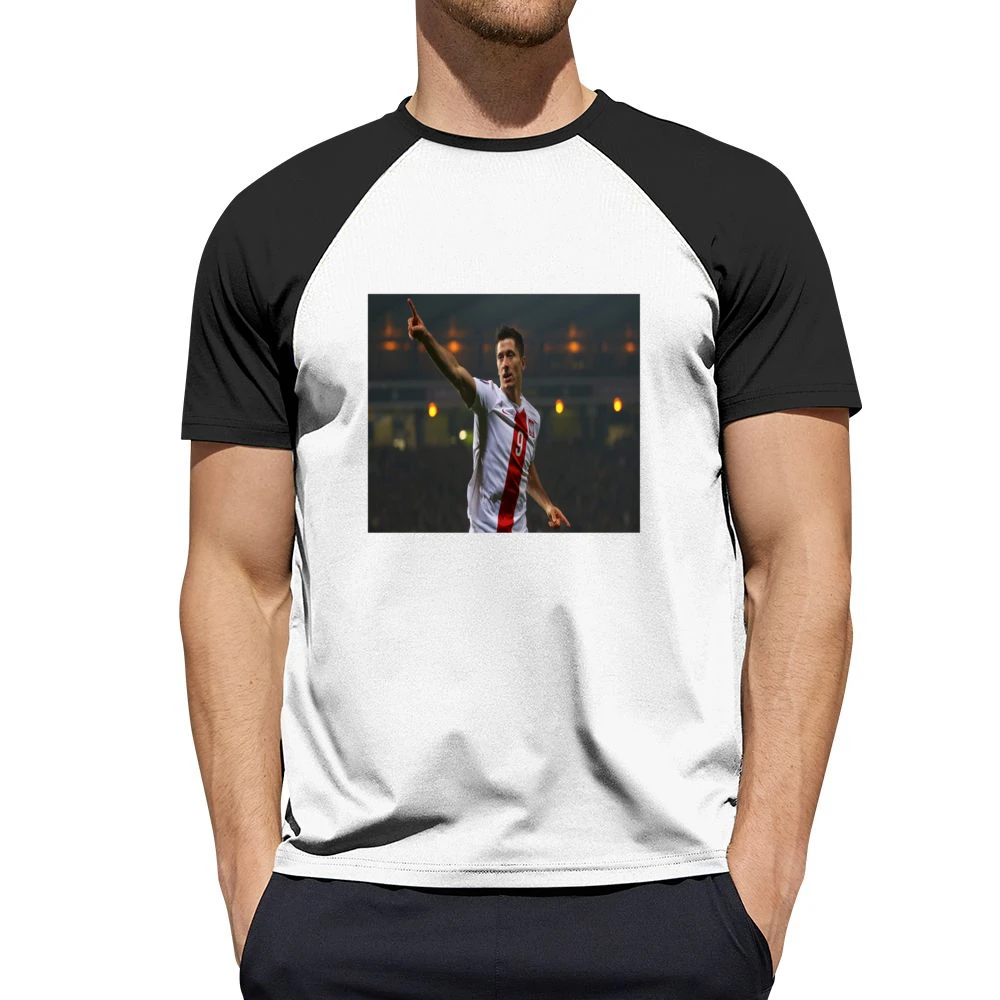 Robert Lewandowski Polish Soccer Tshirt Men Short Sleeve T-Shirt