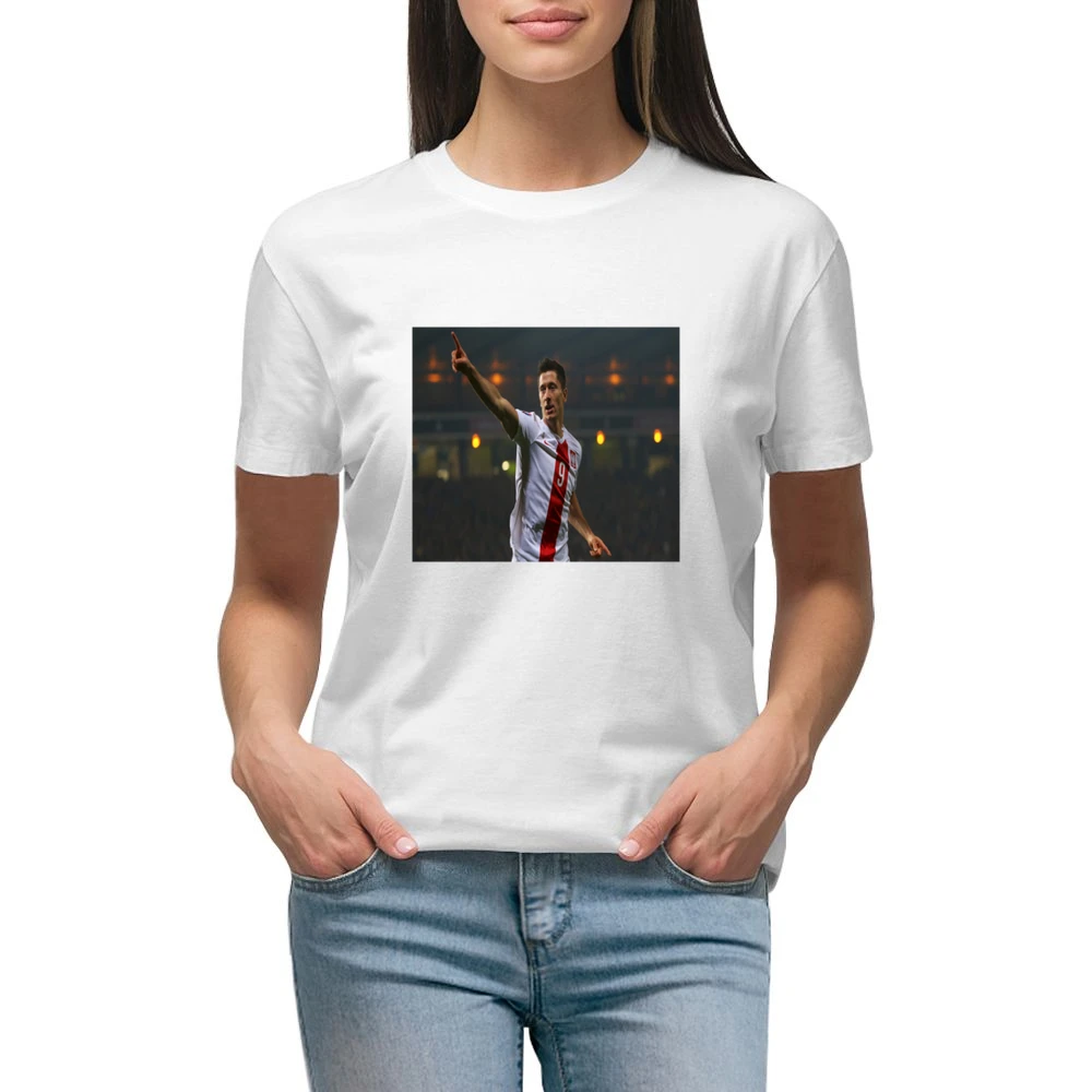 Robert Lewandowski Polish Soccer Tshirt Premium Women Ladies T-shirt