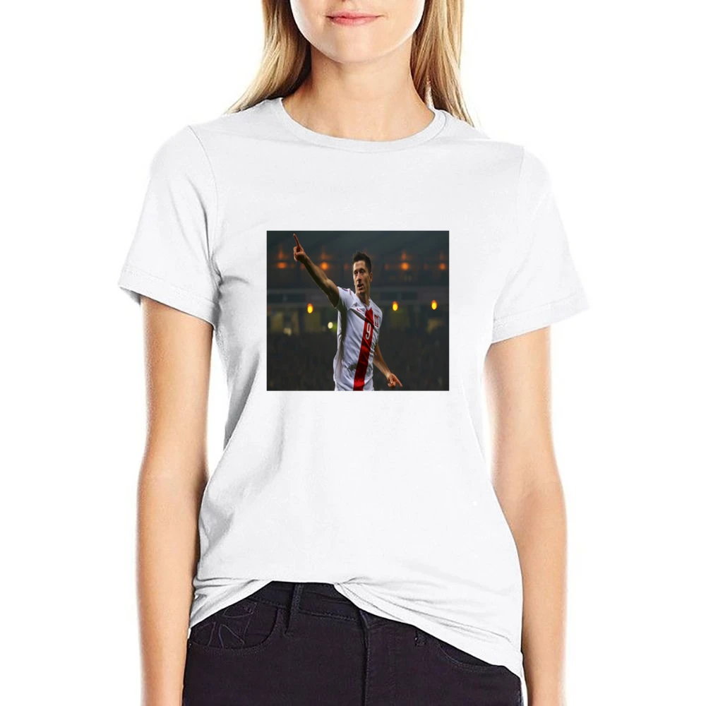 Robert Lewandowski Polish Soccer Tshirt US Size Women Ladies T-shirt