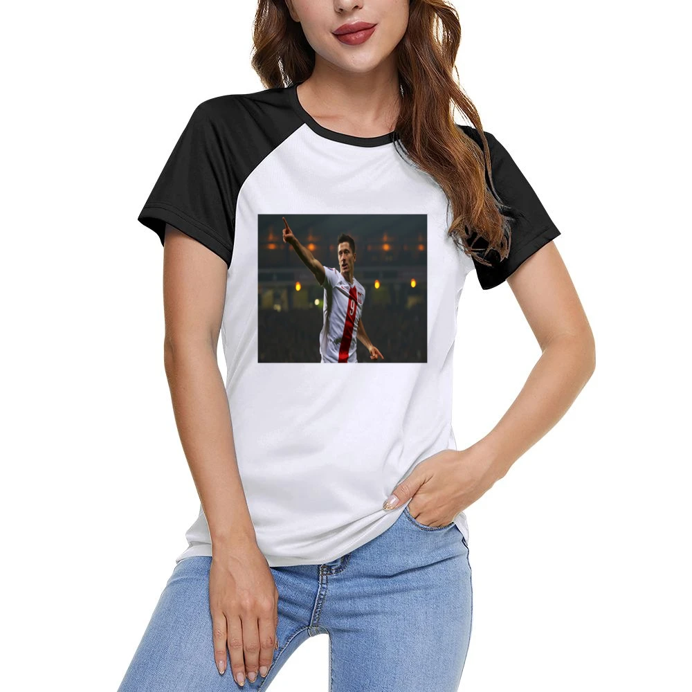 Robert Lewandowski Polish Soccer Tshirt Women Ladies Short Sleeve T-Shirt