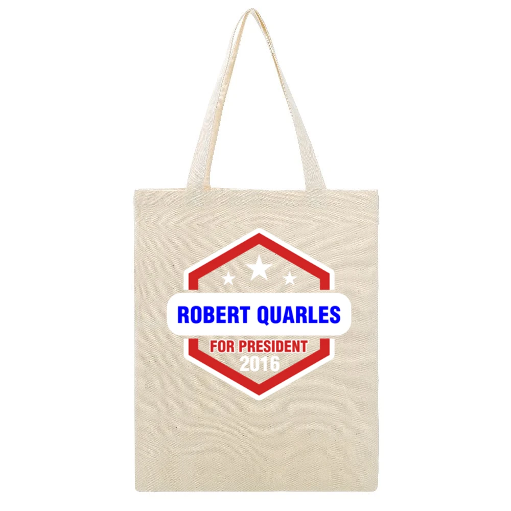 Robert Quarles For President 2016 Justified TV Show Beige Canvas Tote Shopping Bag